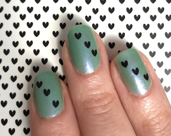 Tiny Hearts Nail Water Decals: Black, Red, Green, Blue, Purple, Pink