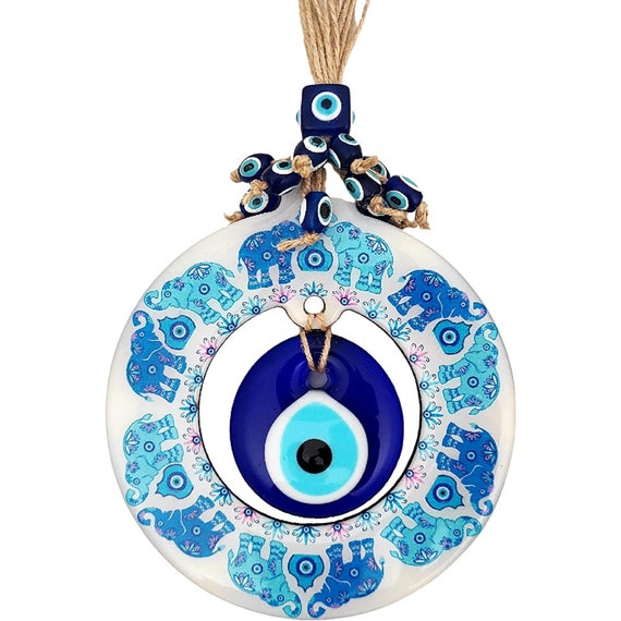 Evil Eye Decor Wall Hanging 5.1 Wooden Circle Turkish Nazar Amulet Evil Eye  Protection Charm Wall Art Amulet in a Box 