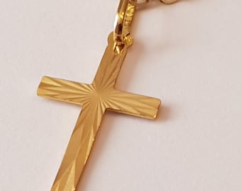 Colgante de cruz religiosa, oro amarillo macizo de 18k (750/1000)