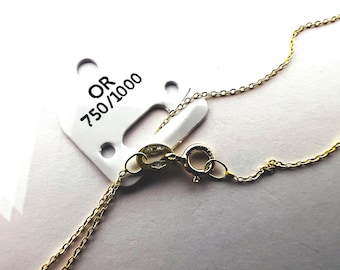 18k solid yellow gold chain, 40 or 42 cm, certified 750/1000 gold
