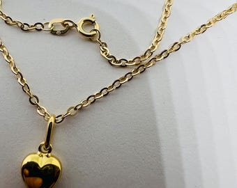 Colgante de corazón de oro amarillo macizo de 18 quilates (750/1000)