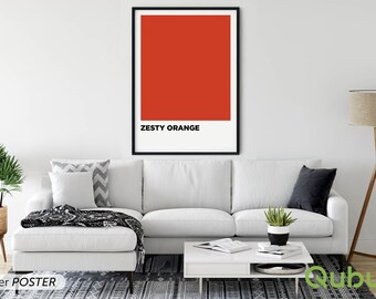 ZESTY ORANGE -  Pantone Style Inspired Poster - Print on 260gsm gloss/satin sheet - Sizes A4-A0 - Brighten up you room for Christmas