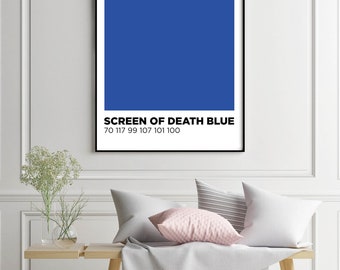 SCREEN of DEATH BLUE - Pantone® Style Inspired Colour Poster, various option- cmyk Swatch/Border/Full Size - In sizes A4 - A0