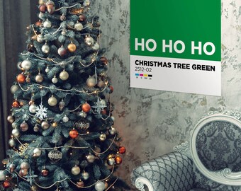 CHRISTMAS TREE GREEN - Pantone Style Inspired Poster - Print on 260gsm gloss/satin sheet - Sizes A4-A0 - Brighten up your room for Christmas