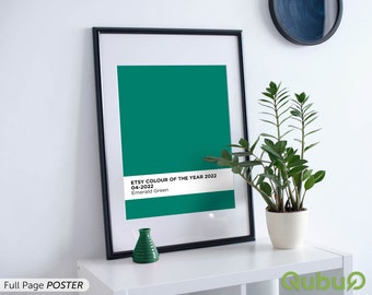 ETSY Colour of the Year 2022 - EMERALD GREEN - Pantone® Style Inspired Colour Poster,  - In sizes A4 - A0