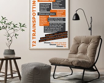 Trainspotting 2 / T2 - Cult Movie Poster - featuring the CHOOSE LIFE Monologue by Mark Renton V1