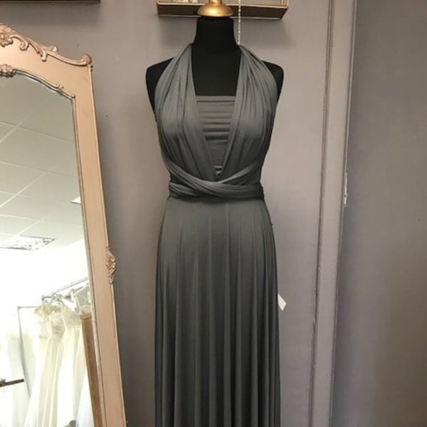 Infinity dress. Convertible dress. Multi way dress. Grey long Infinity Dress,  Grey dress, Wrap Dress, Bridesmaid Dress, Party,