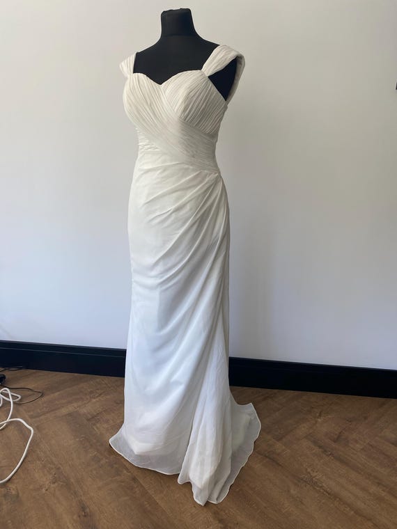 Ivory Chiffon Mermaid Wedding Dress, UK Size 12, Corset Back