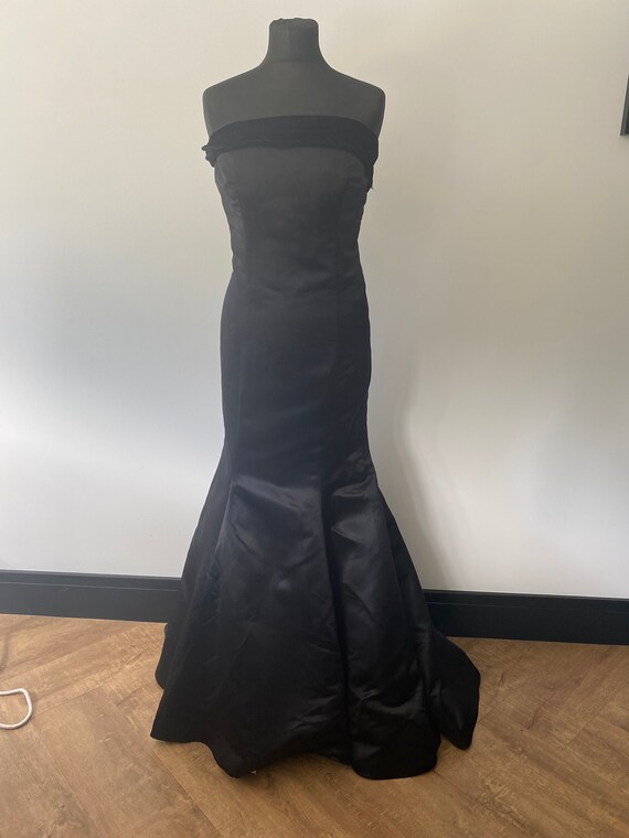 Black Evening Dress Strapless Fishtail Bridesmaid Dress Black Wedding Dress Prom Dress Fishtail Size 14 Black Satin Velvet Etsy UK