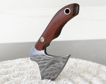 Handmade Mini Ax Knife with Wood Handle | Forged Blade | Collector Gift | Rustic Decor | Not a Toy