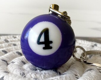 Mini Billiard Ball Keychain – Violet Pool Ball #4 Keyring | Fun Gift for Pool Lovers, Men, and Bar Game Fans