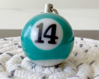 Mini Billiard Ball Keychain – Green Pool Ball #14 Keyring | Fun Gift for Pool Lovers, Men, and Bar Game Fans