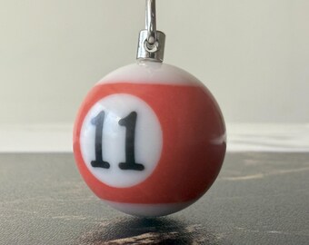 Mini Billiard Ball Keychain – Orange Pool Ball #11 Keyring | Fun Gift for Pool Lovers, Men, and Bar Game Fans