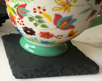 Natural Slate Coasters Square | Rustic Stone Drink Coasters | Modern Table Decor | Black Slate Coasters | Housewarming Gift | Handmade Gift