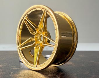 Car Wheel Yellow Keychain | Car Lover Gift | Metal Automotive Keyring | Mechanic Gift | Handmade Style Garage Accessory