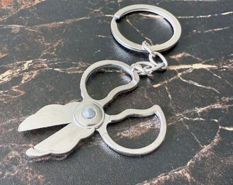 Scissors Keychain | Mini Tool Key Ring for Mechanics & DIY Fans | Metal Spanner Gift for Him | Car Key Accessory