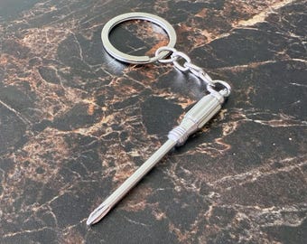 Screwdriver Keychain | Mini Tool Key Ring for Mechanics & DIY Fans | Metal Spanner Gift for Him | Car Key Accessory