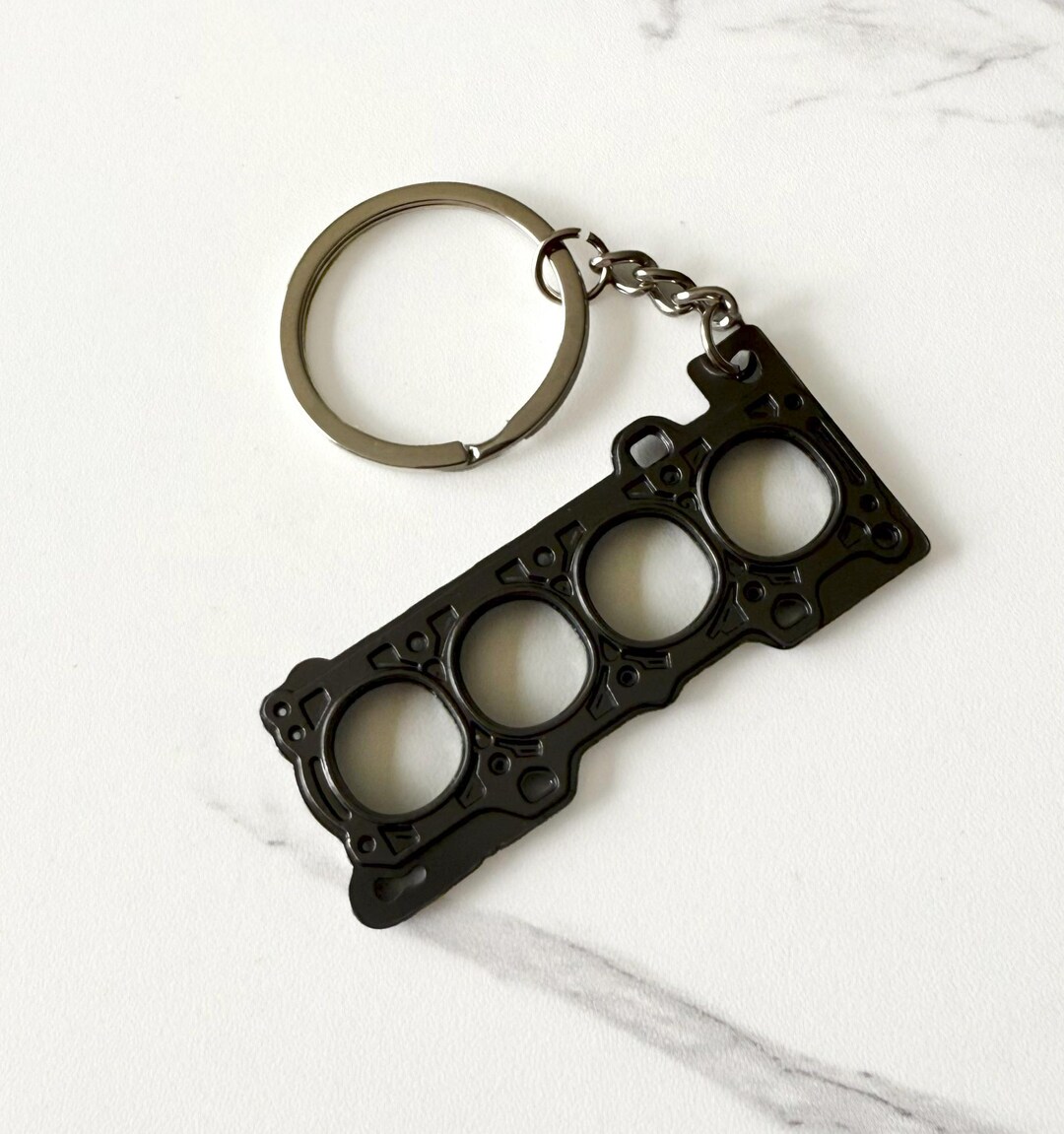 Hanging Engine Keychain Engine Head Gasket Black Keychain | Car Lover Gift | Metal Automotive ...