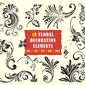 Floral svg, schnörkel png, Swirls Svg, Dekoration svg, Frühling svg, swirl svg, DXF Dateien Cricut, Silhouette Floral Ornament druckbar, Divider