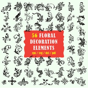 Floral svg, flourish png, Swirls Svg, Decoration svg, spring svg, swirl svg, DXF files cricut, silhouette floral ornament printable, Divider