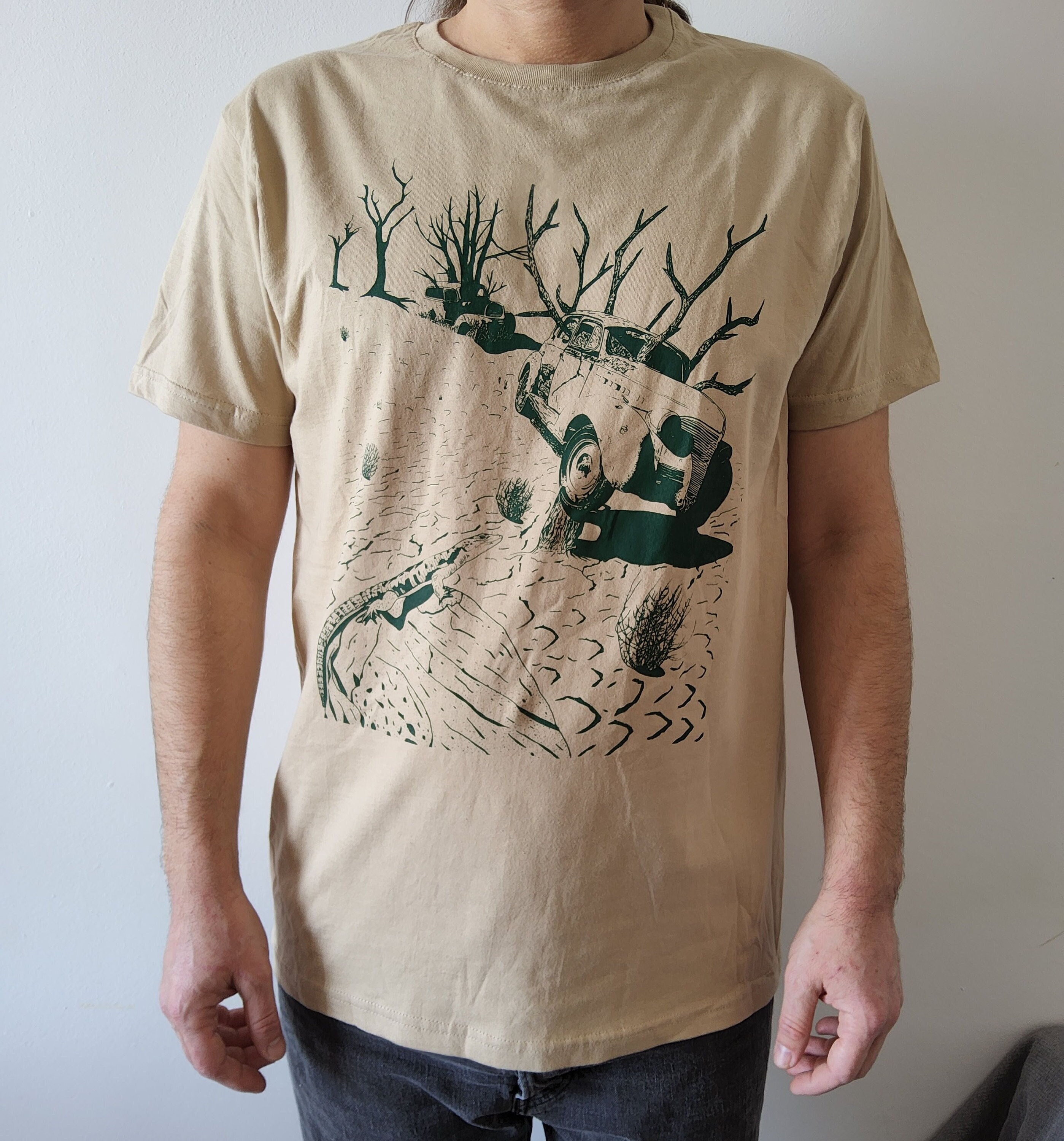 Tree T-shirt With Hand-printed Original Design, B&C Sand Color T-shirt,  100% Cotton, Crew Neck, Short Sleeve - Etsy