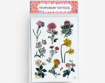 Tatuajes temporales de flores DIN A6
