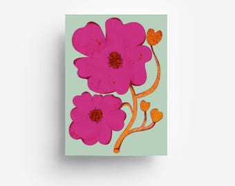 Wild Rose Flower Postcard DIN A6