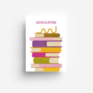 Schoolkind Boeken Ansichtkaart DIN A6 afbeelding 1