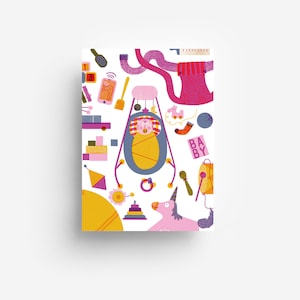 Carte postale d'objets pour bébé DIN A6