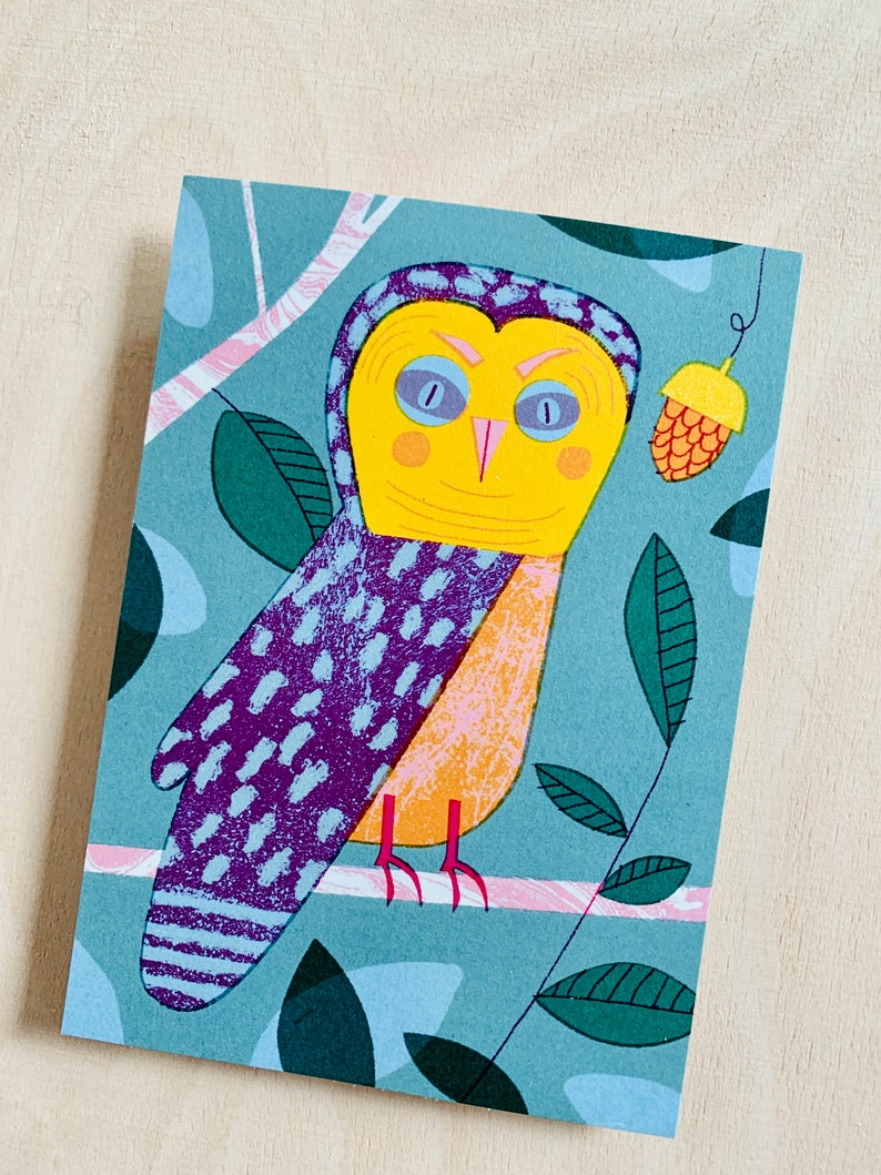 Carte postale hibou DIN A6 image 4