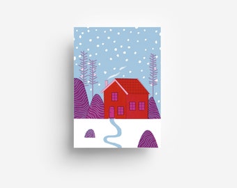 Winter House Postcard DIN A6