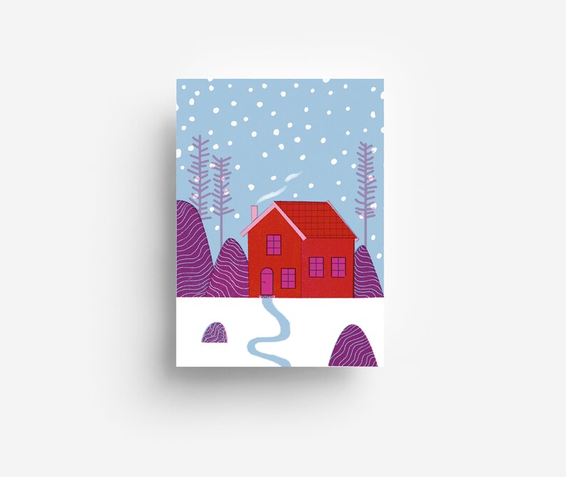 Carte postale Maison d'hiver DIN A6 image 1