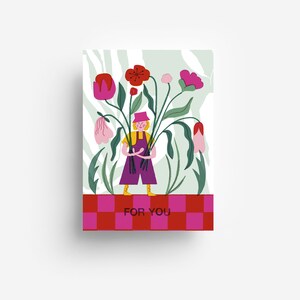 Bloemenjongen ansichtkaart DIN A6