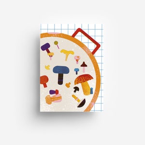Carte postale de poêle à champignons DIN A6 image 1