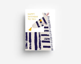 Postal de cumpleaños cebra DIN A6