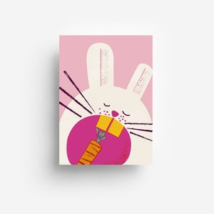Carrot Bunny Postcard DIN A6