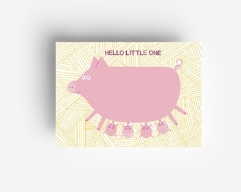 Piggy Family Postcard DIN A6