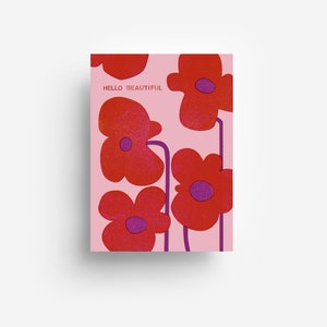 Carte postale fleurs rouges DIN A6 image 1