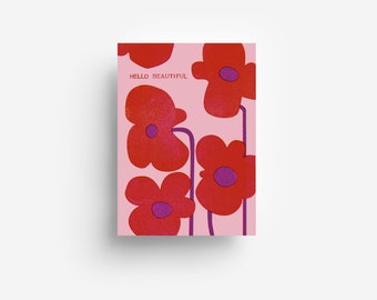 Red Flowers Postcard DIN A6