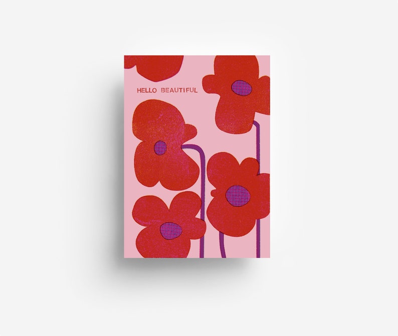 Carte postale fleurs rouges DIN A6 image 1