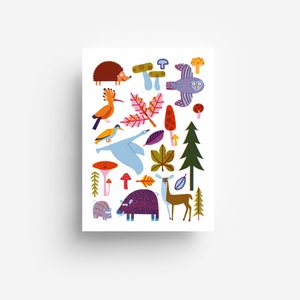 Woodland Animals Postcard DIN A6