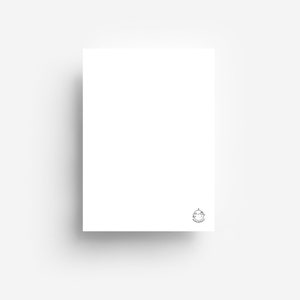 May include: Blank white card with a small logo in the bottom right corner.