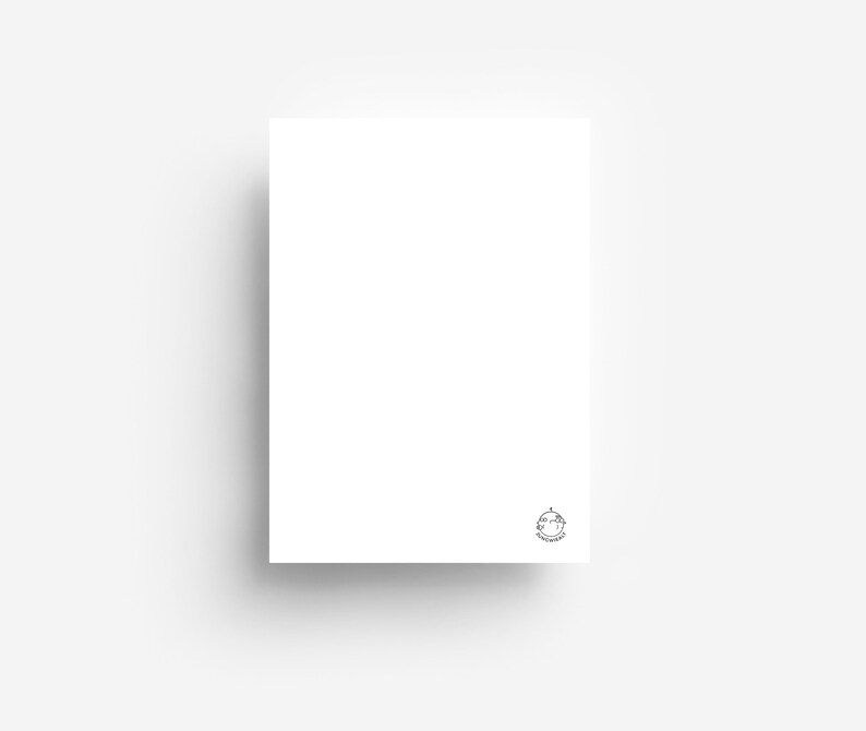 May include: Blank white card with a small logo in the bottom right corner.