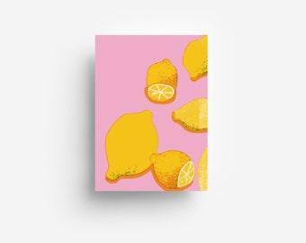 Carte postale citrons roses DIN A6