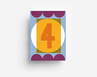 Number Postcard "4" DIN A6