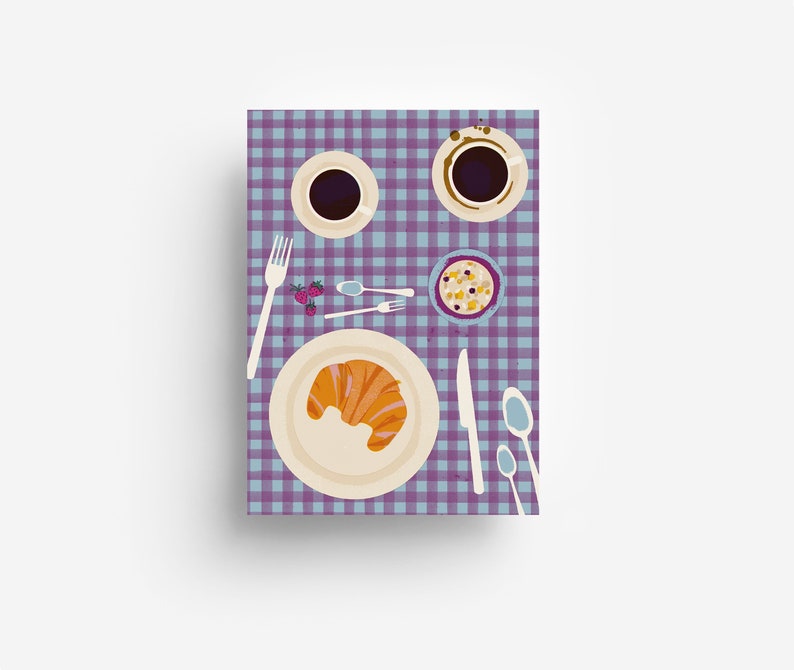 Carte postale de petit-déjeuner au café DIN A6 image 1