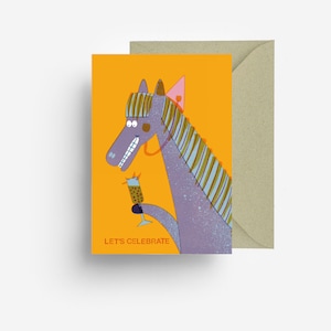Biglietto d'auguri con cavallo champagne