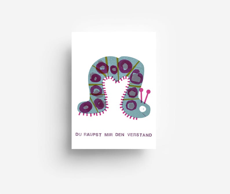 Carte postale chenille DIN A6 image 1