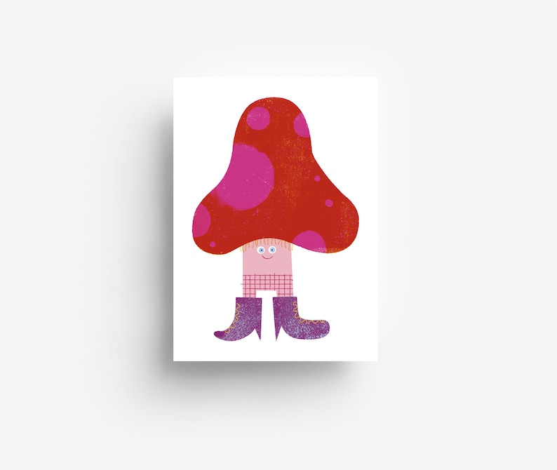 Carte postale homme champignon DIN A6 image 1