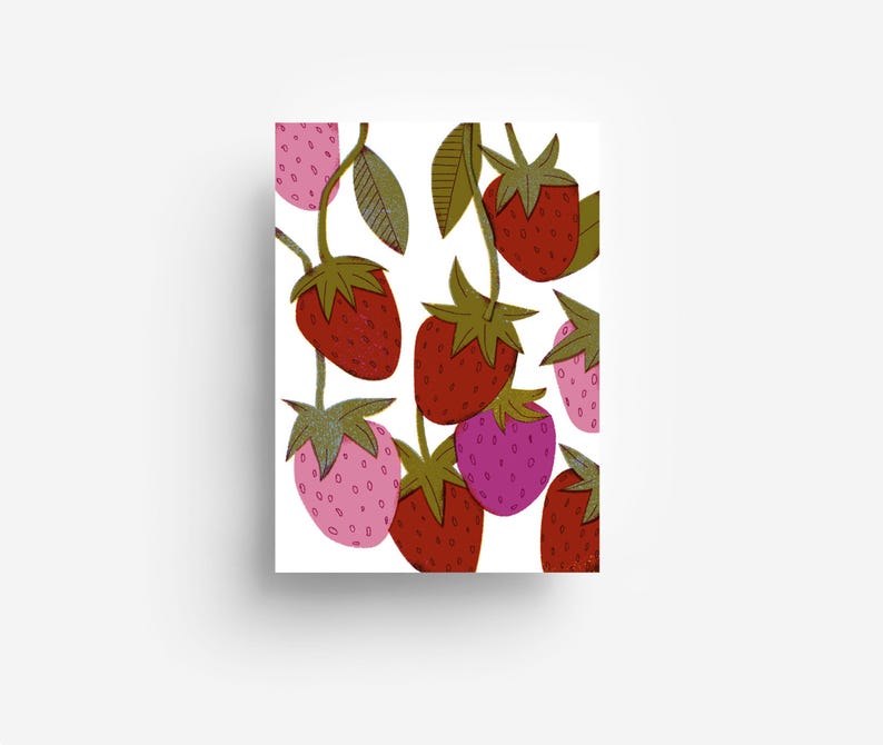 Cartolina di fragole DIN A6 immagine 1